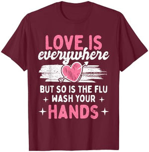 Vintage Flu Season Wash Your Hands Anti-Germ T-Shirt - T-Shirt | Maroon