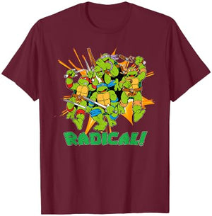 Leo, Donnie, Mikey & Raph - Radical! T-Shirt - T-Shirt | Maroon