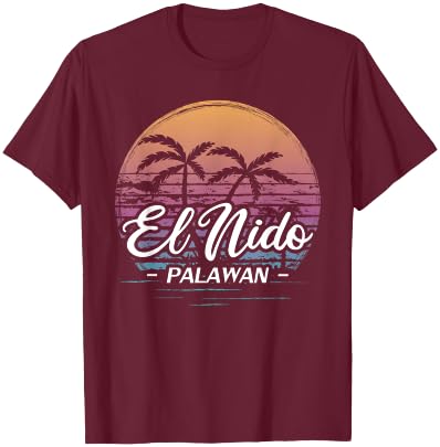 Vintage Philippines Vacation Travel Asia El Nido Palawan T-Shirt - T-Shirt | Maroon