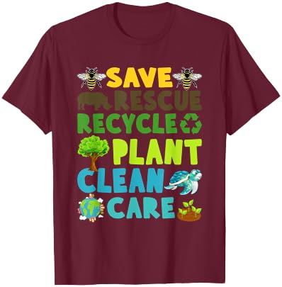 Save Bees Rescue Animals Recycle Plastic Earth Day Planet T-Shirt - T-Shirt | Maroon