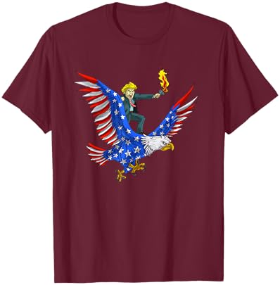 Trump On USA Eagle Cute US 4th Of July Funny American Gift Women Kids Men T-Shirt - T-Shirt | Maroon
