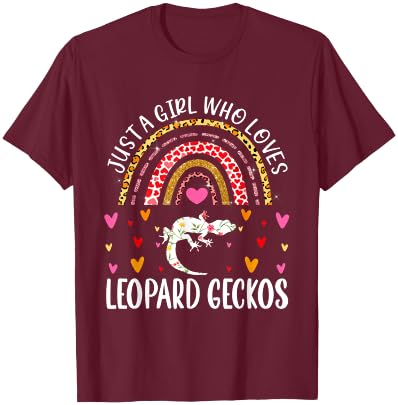 Just A Girl Who Loves Leopard Geckos Rainbow Leopard Gecko T-Shirt - T-Shirt | Maroon