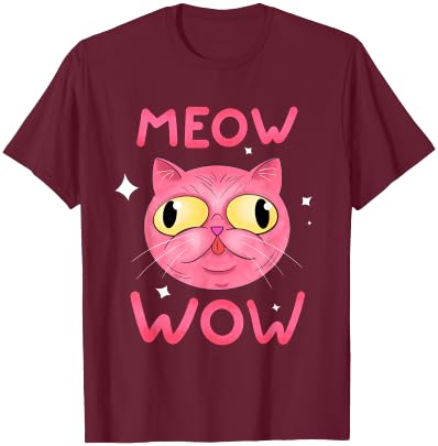 Cat Meow Wow Women Girls Kids T-Shirt - T-Shirt | Maroon