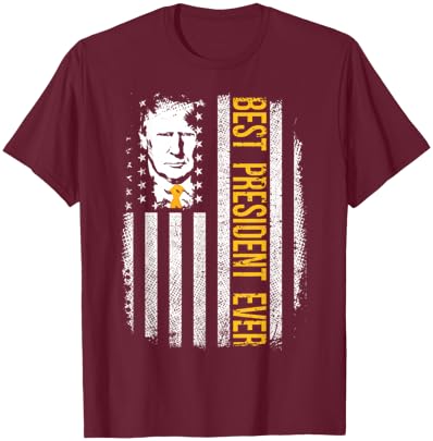 Trump American Flag Donald Trump Best President Ever T-Shirt - T-Shirt | Maroon