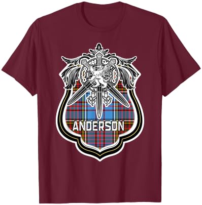 Anderson Scottish Clan Family Tartan Lion Sword Name T-Shirt - T-Shirt | Maroon