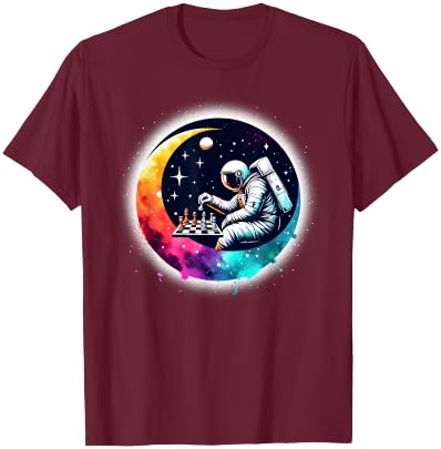 Astronaut Playing Chess in Space Boys Girls Kids T-Shirt - T-Shirt | Maroon