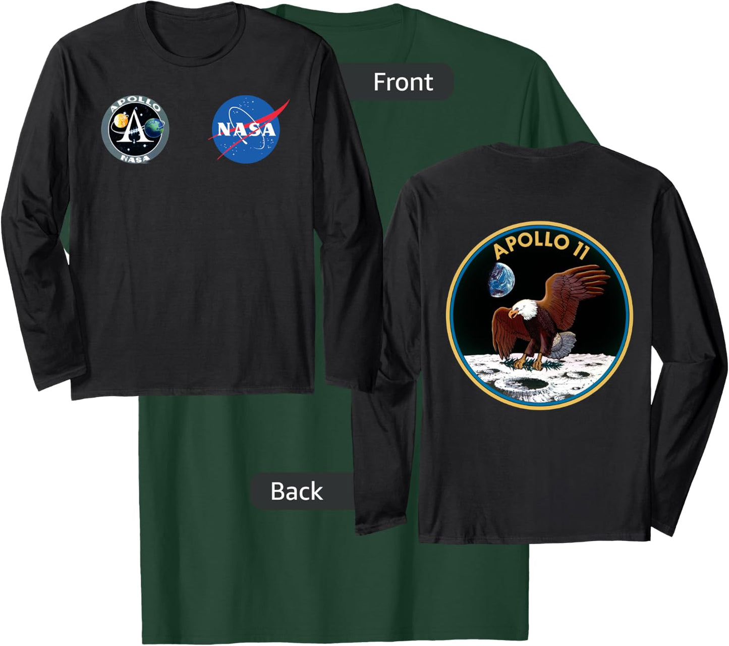 Apollo 11 Front and Back Design NASA Moon Program T-Shirt - T-Shirt | Forest