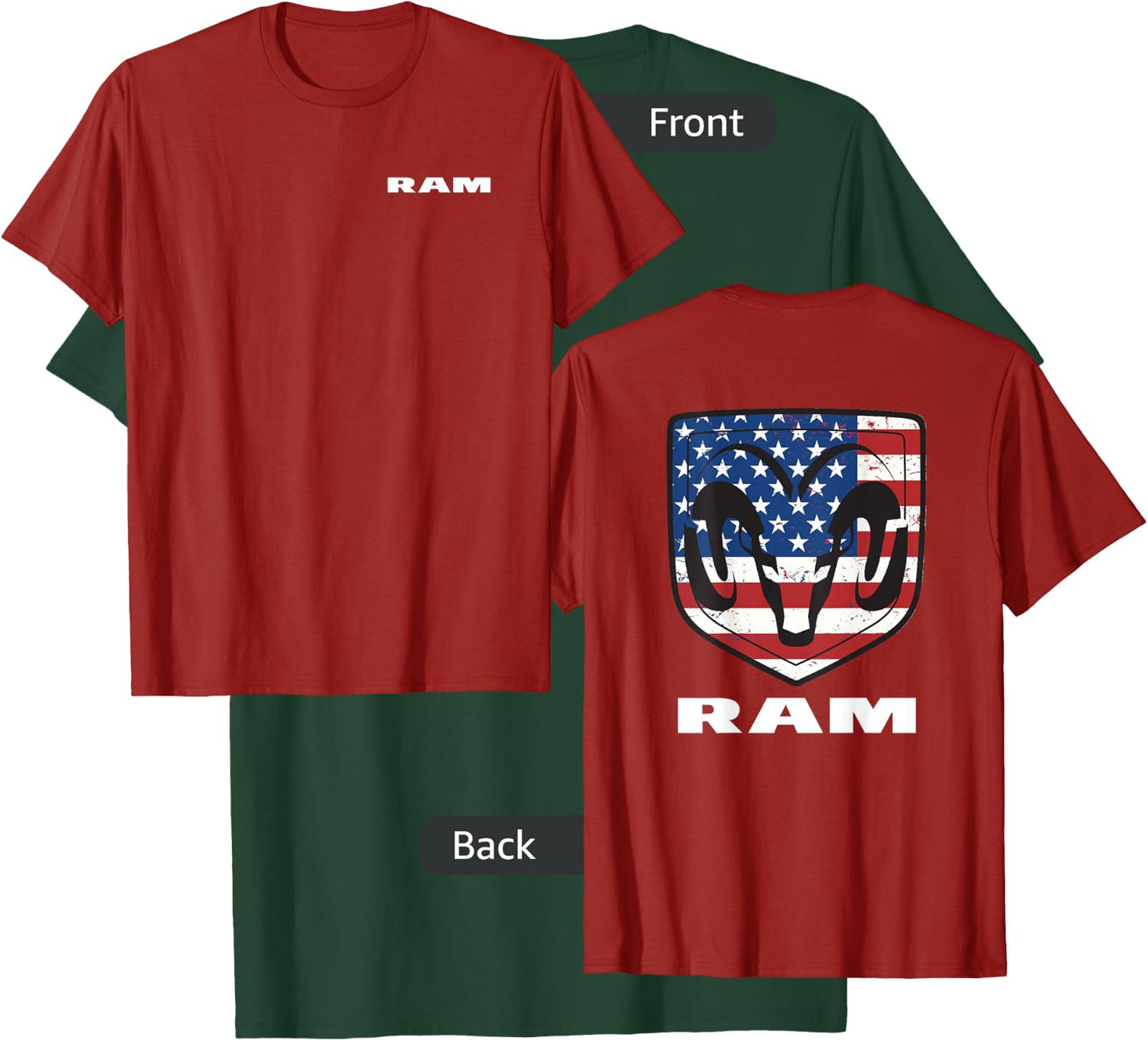 RAM Trucks Shield Flag Front/Back T-Shirt - T-Shirt | Forest