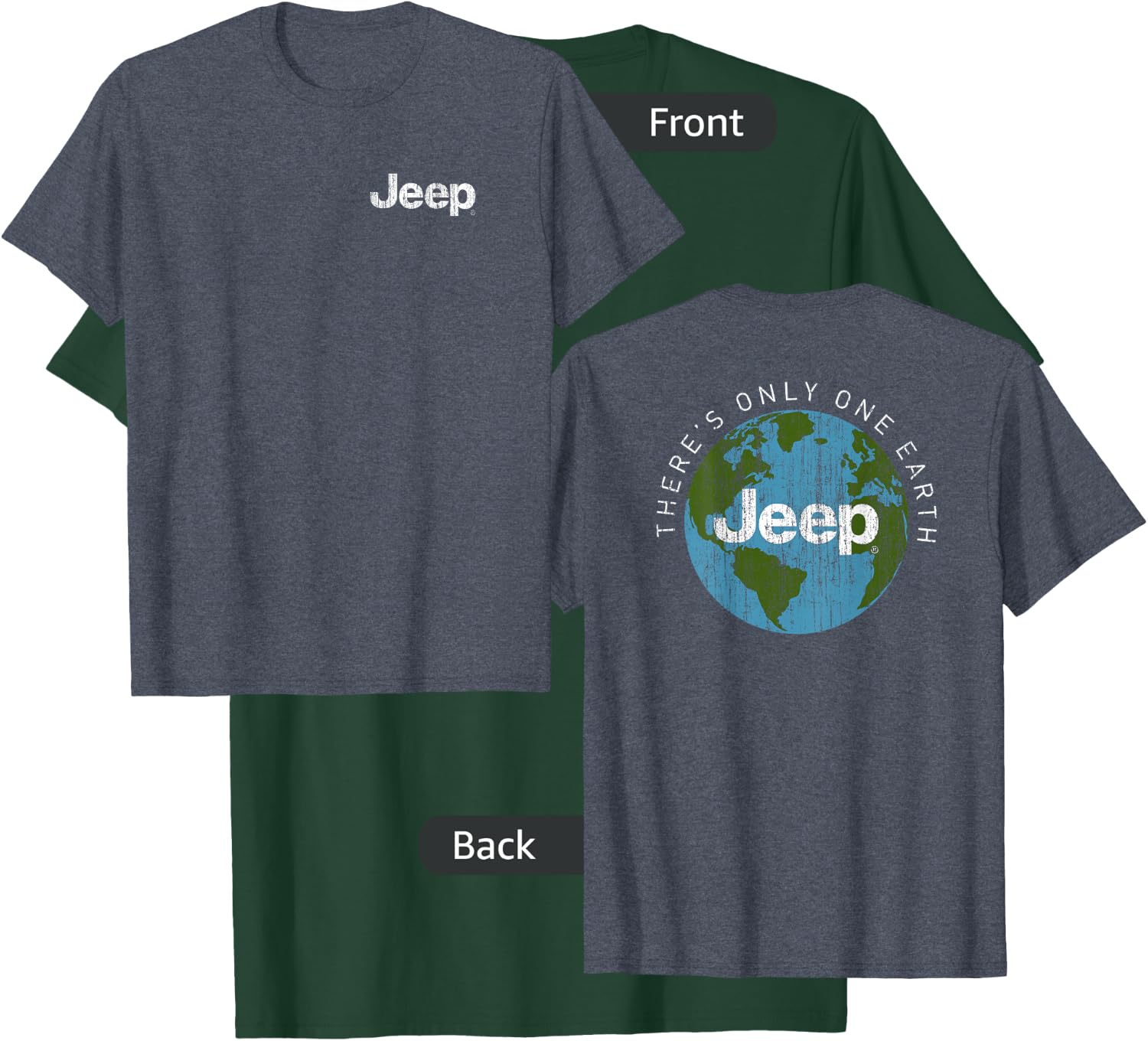 Jeep - There's Only One Earth (Front/Back Print) Small T-Shirt - T-Shirt | Forest