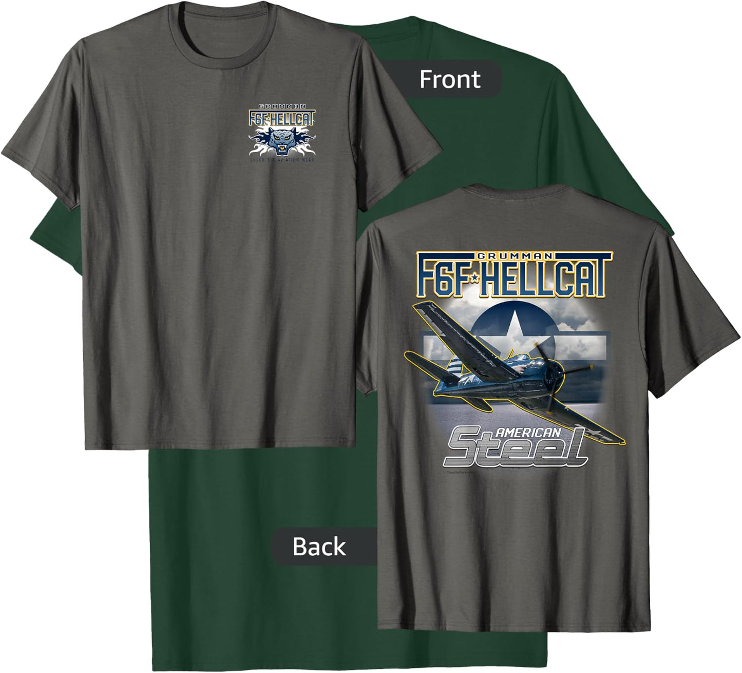 F6F Hellcat American Steel WWII Fighter 2 Sided T-Shirt - T-Shirt | Forest