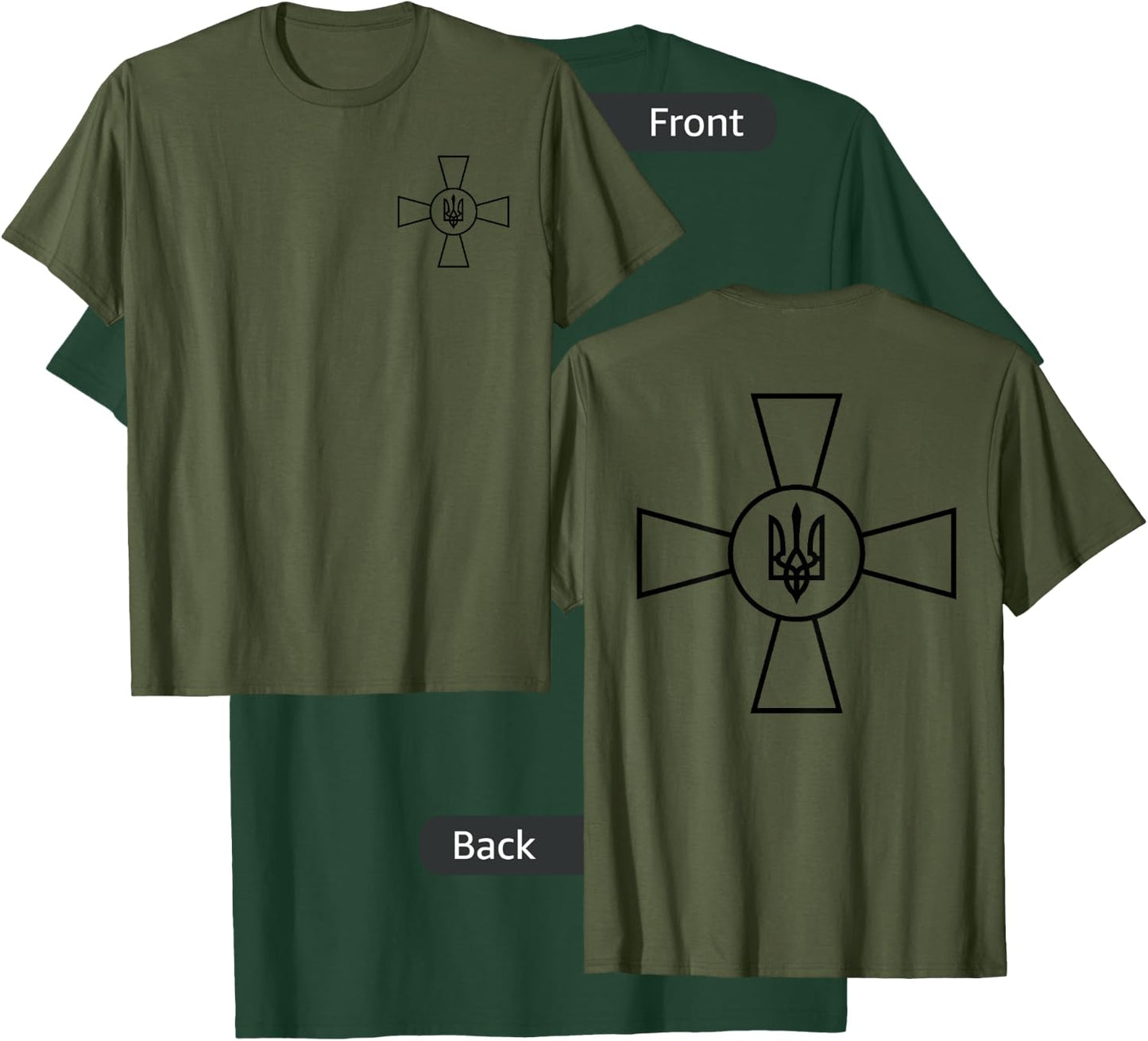 Zelensky Military Ukraine Trident Crest Army Logo Shield F&B T-Shirt - T-Shirt | Forest