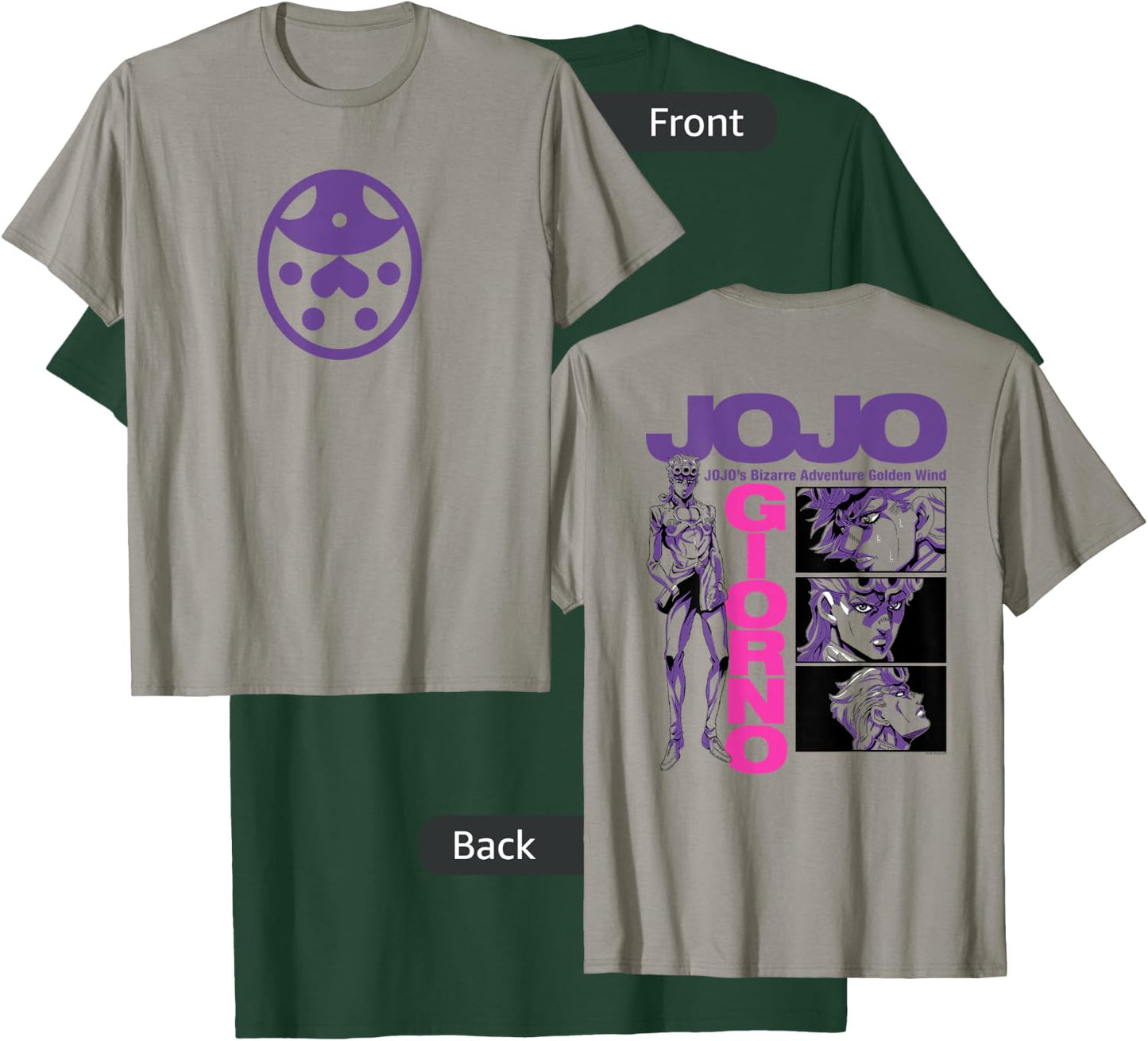 JoJo Golden Wind Giorno's Ladybug Brooch Front and Back T-Shirt - T-Shirt | Forest