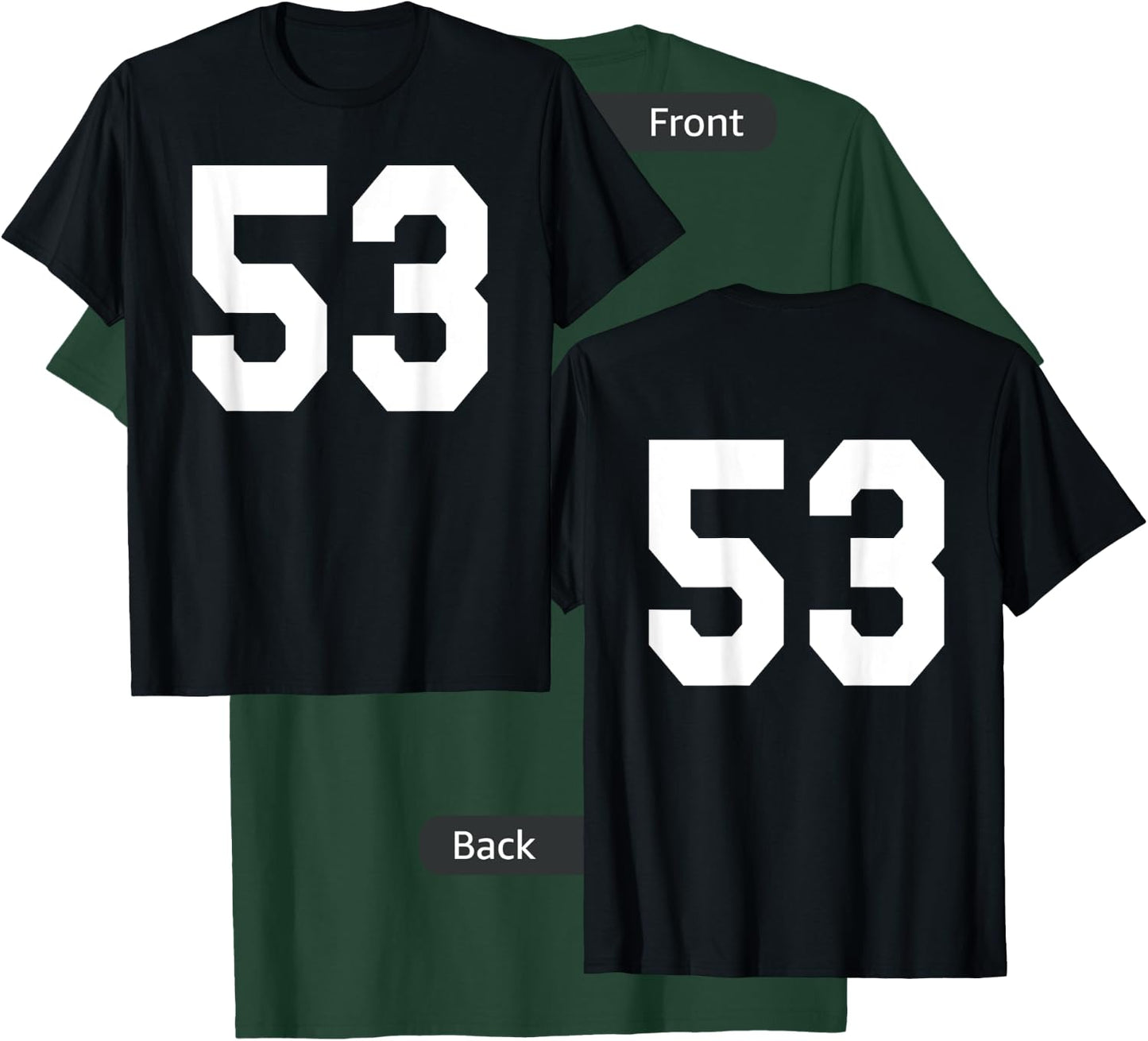 Number 53 Sports Jersey Front and Back Team Player T-Shirt - T-Shirt | Forest
