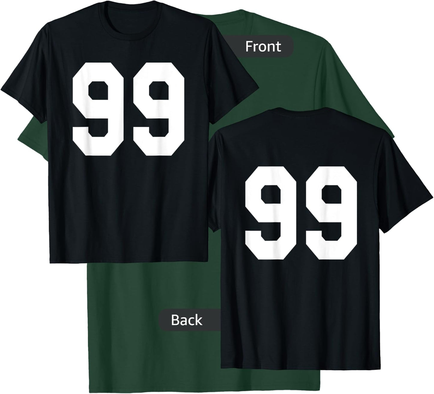 Number 99 Sports Jersey Front and Back Team Player T-Shirt - T-Shirt | Forest
