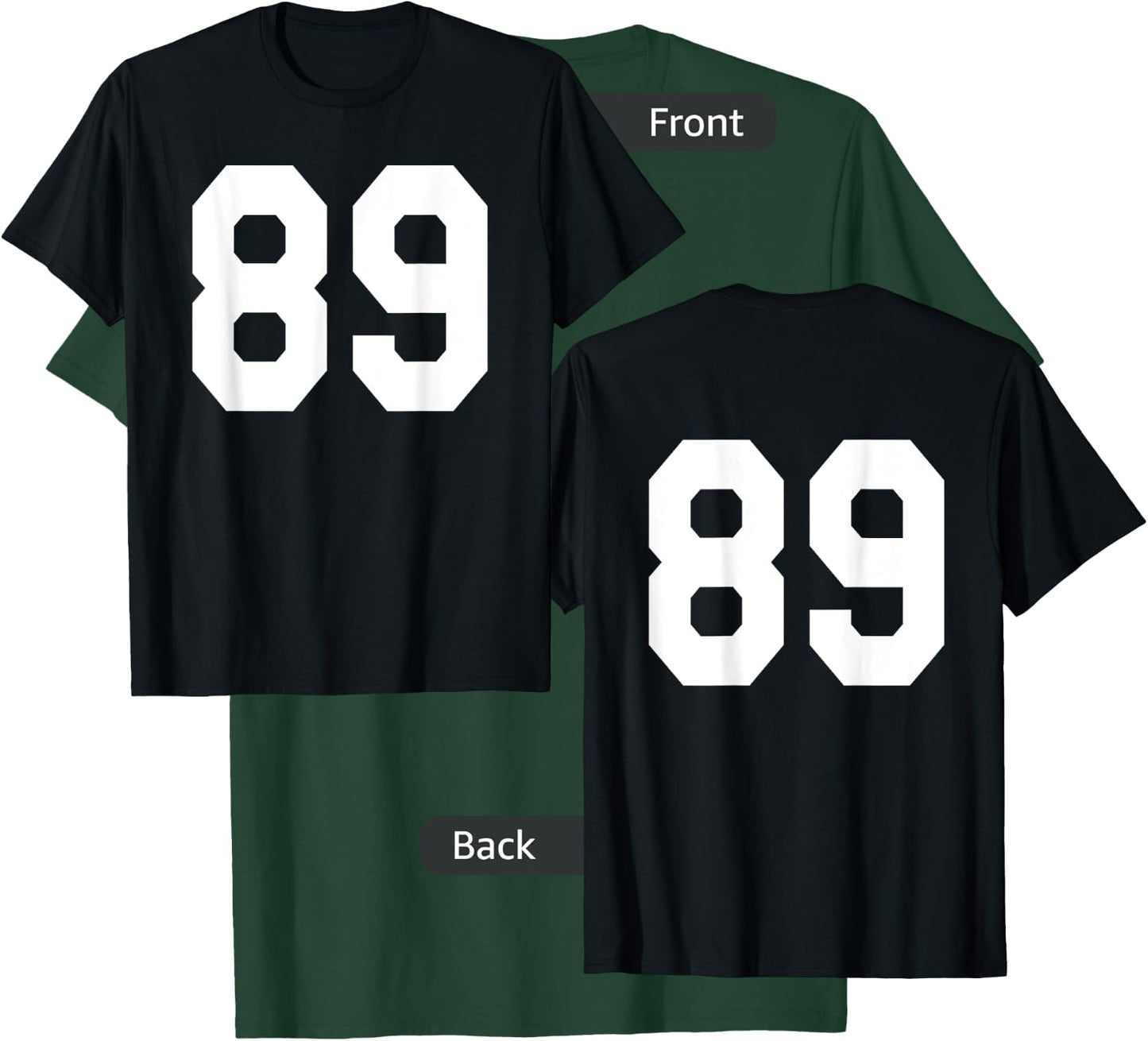 Number 89 Sports Jersey Front and Back Team Player T-Shirt - T-Shirt | Forest