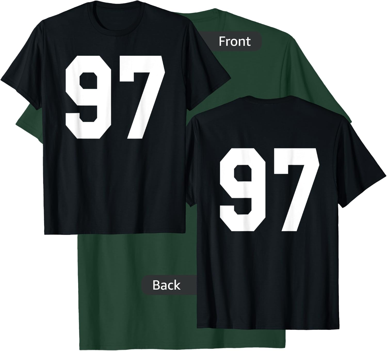 Number 97 Sports Jersey Front and Back Team Player T-Shirt - T-Shirt | Forest