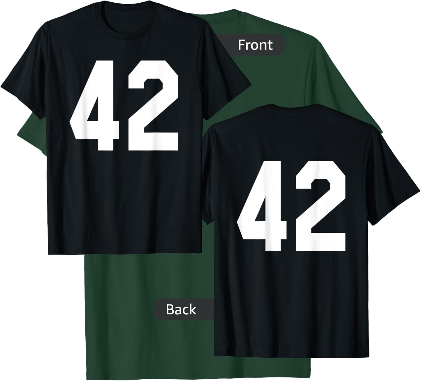 Number 42 Sports Jersey Front and Back Team Player T-Shirt - T-Shirt | Forest