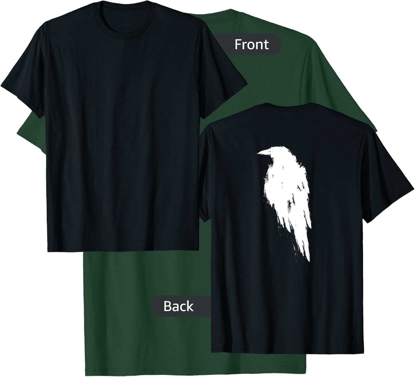 Retro Vintage White Raven Crow DESIGN ON BACK T-Shirt - T-Shirt | Forest