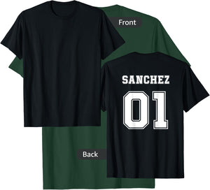 SANCHEZ 01 Back Print Sports Jersey Style Family Name Fun T-Shirt - T-Shirt | Forest