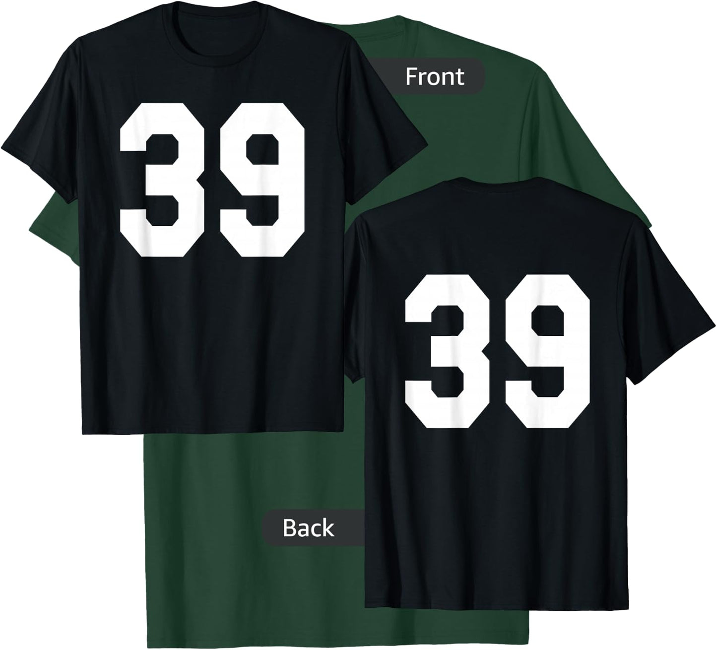 Number 39 Sports Jersey Front and Back Team Player T-Shirt - T-Shirt | Forest