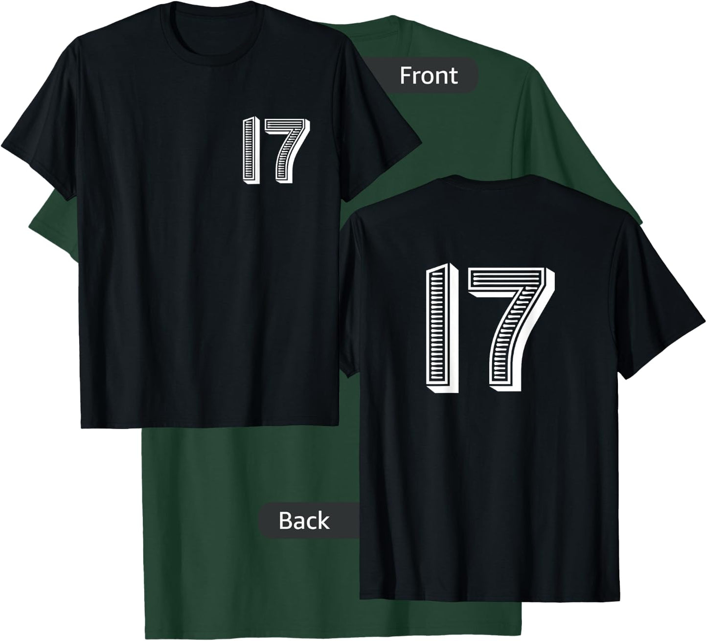 Number Seventeen #17 Sports Team Uniform Birthday T-Shirt - T-Shirt | Forest