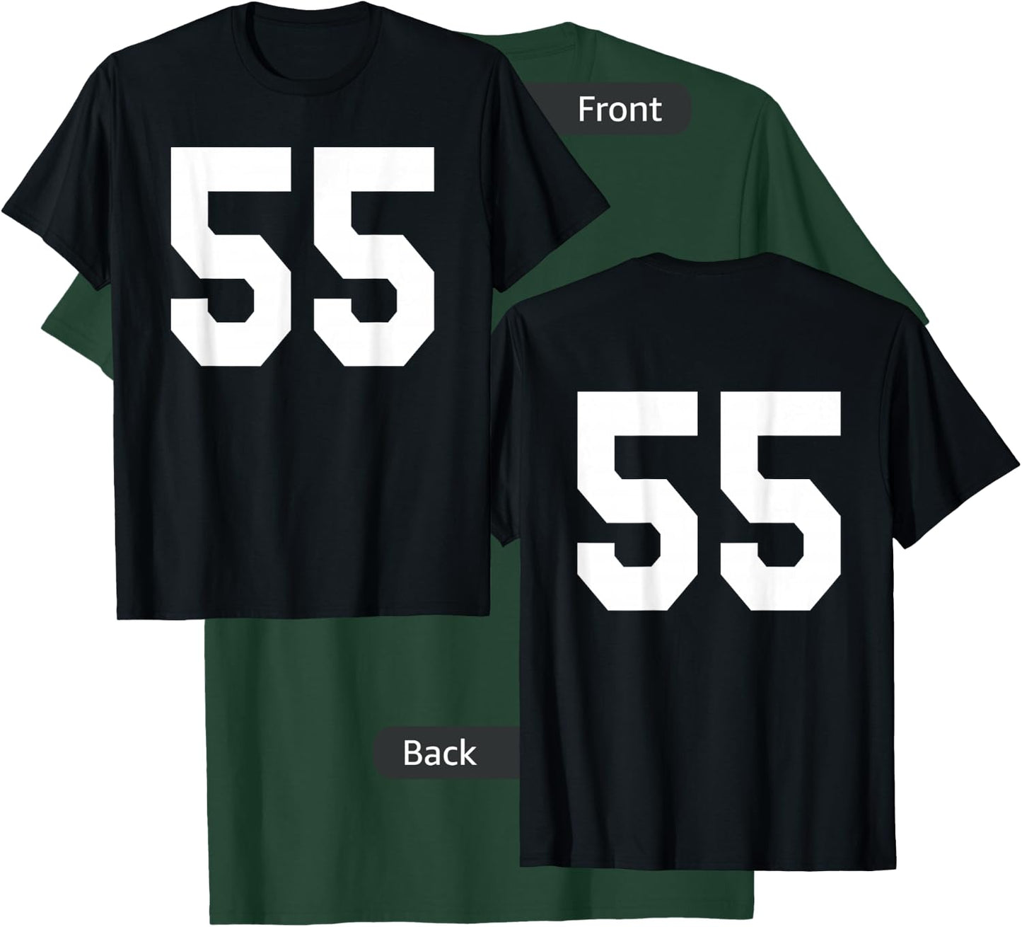 Number 55 Sports Jersey Front and Back Team Player T-Shirt - T-Shirt | Forest