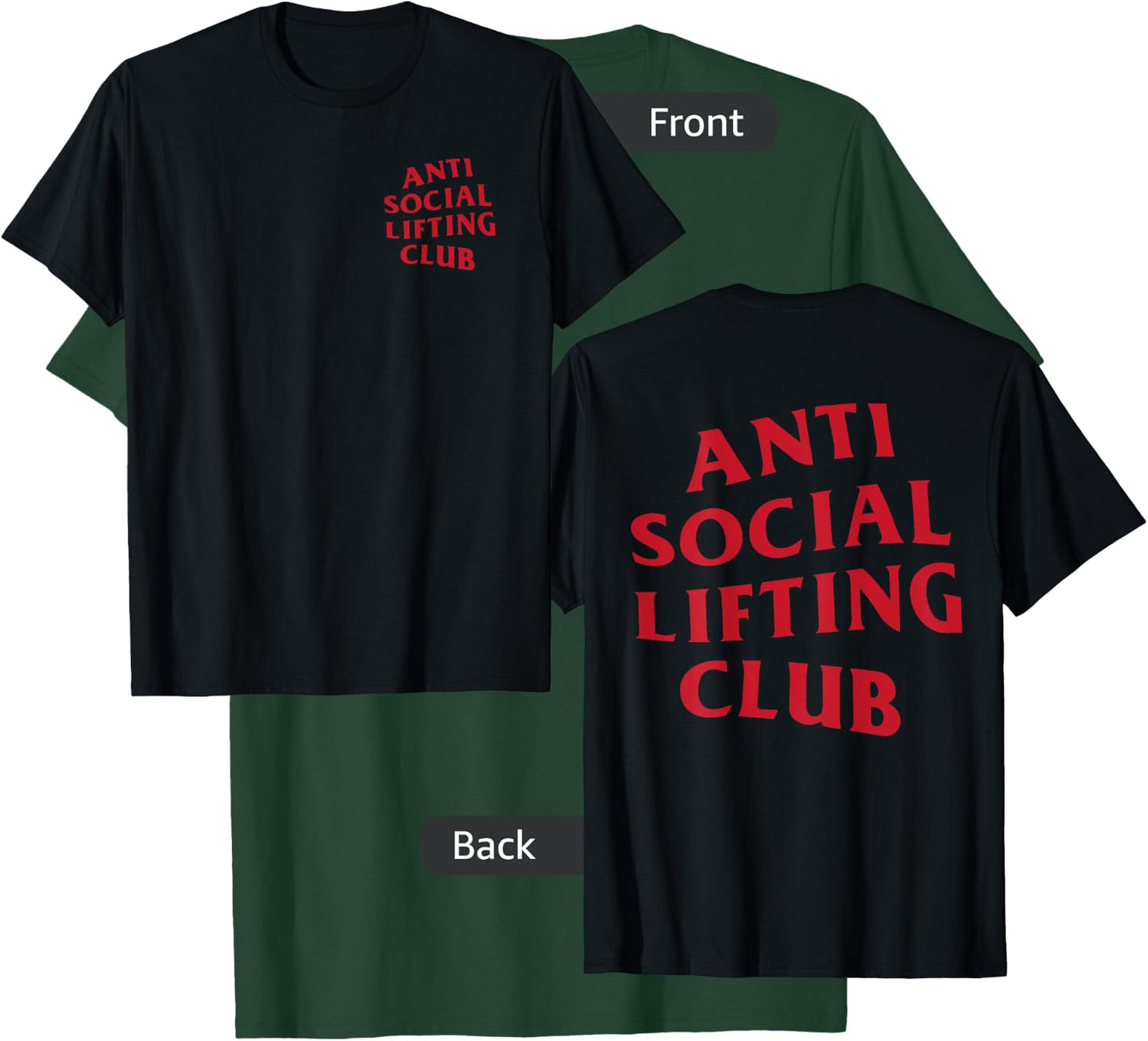 Anti Social Lifting Club: Red Logo (Front + Back) T-Shirt - T-Shirt | Forest