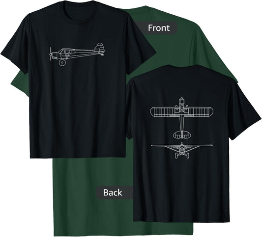 Super Bush Cub: Classic Airplane Pilot T shirt Front & Back T-Shirt - T-Shirt | Forest