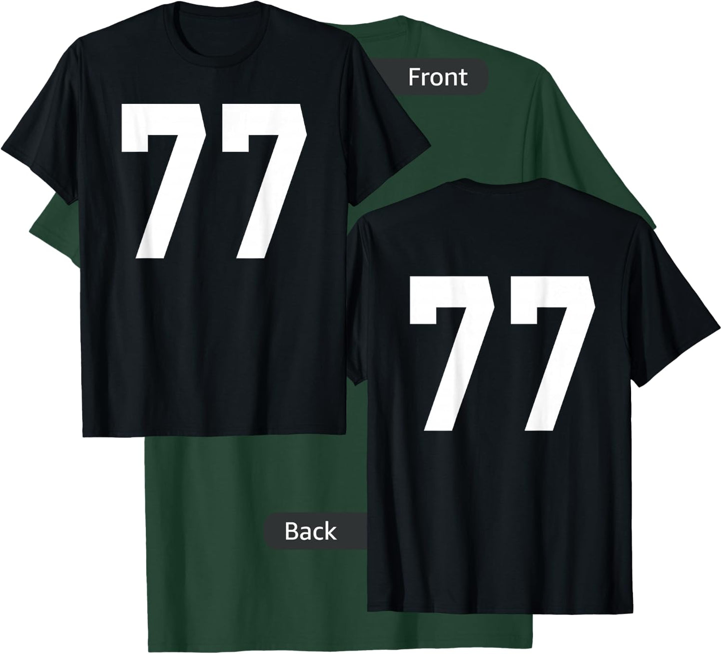 Number 77 Sports Jersey Front and Back Team Player T-Shirt - T-Shirt | Forest