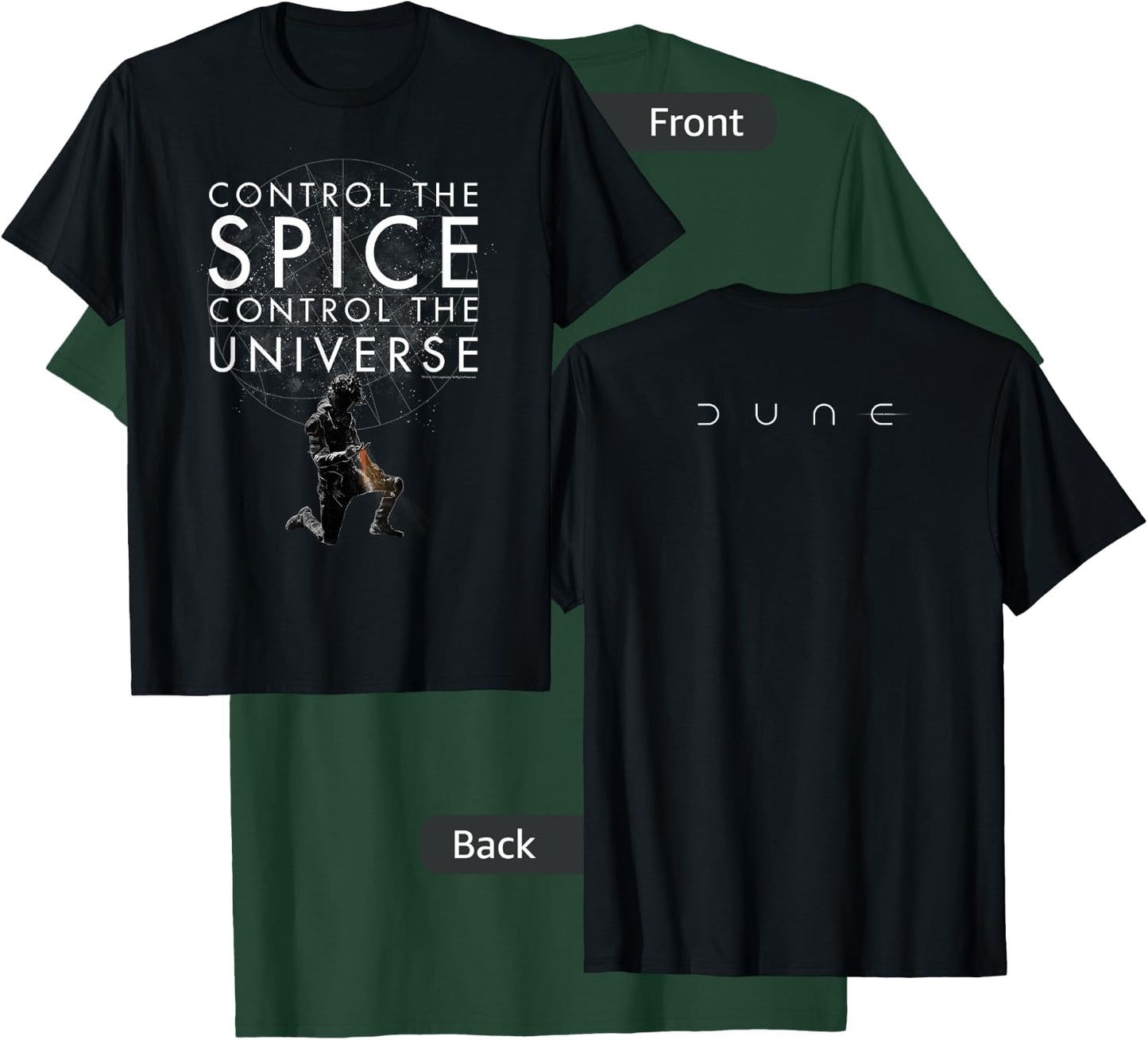 Dune (2021) - Control The Spice, Control The Universe Black T-Shirt - T-Shirt | Forest