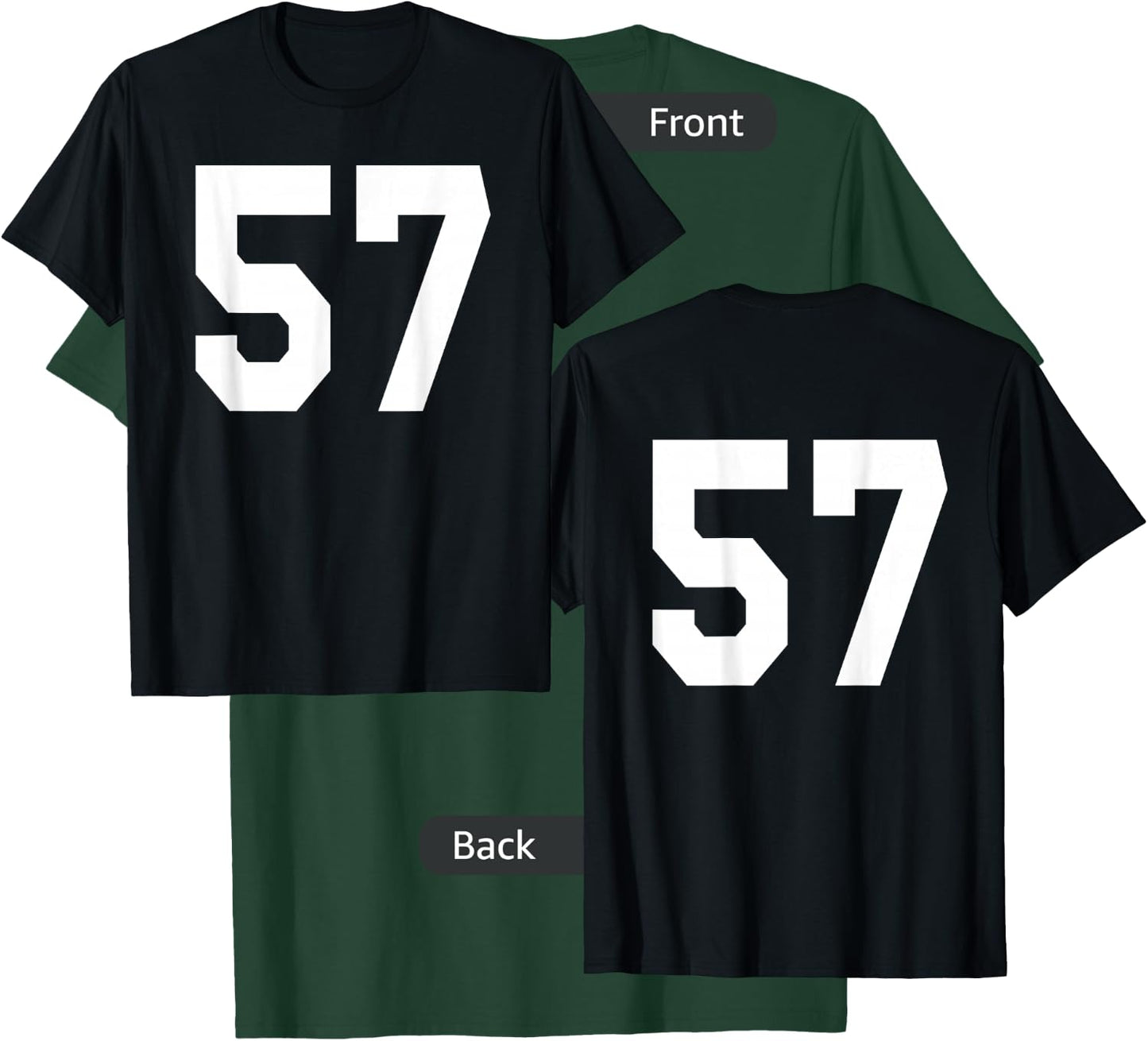 Number 57 Sports Jersey Front and Back Team Player T-Shirt - T-Shirt | Forest