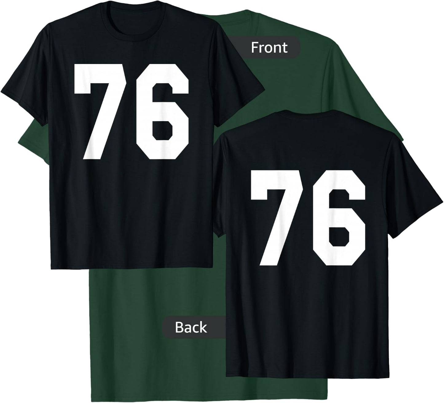 Number 76 Sports Jersey Front and Back Team Player T-Shirt - T-Shirt | Forest