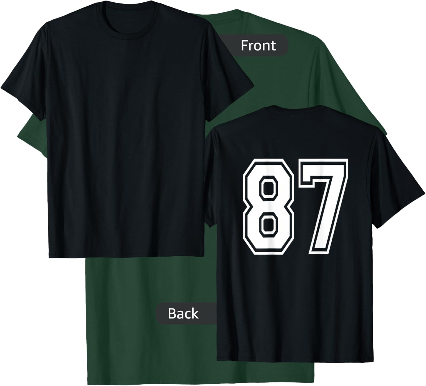 Number 87 Shirt Sports Player Number BACK of Shirt only T-Shirt - T-Shirt | Forest