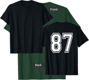 Number 87 Shirt Sports Player Number BACK of Shirt only T-Shirt - T-Shirt | Forest