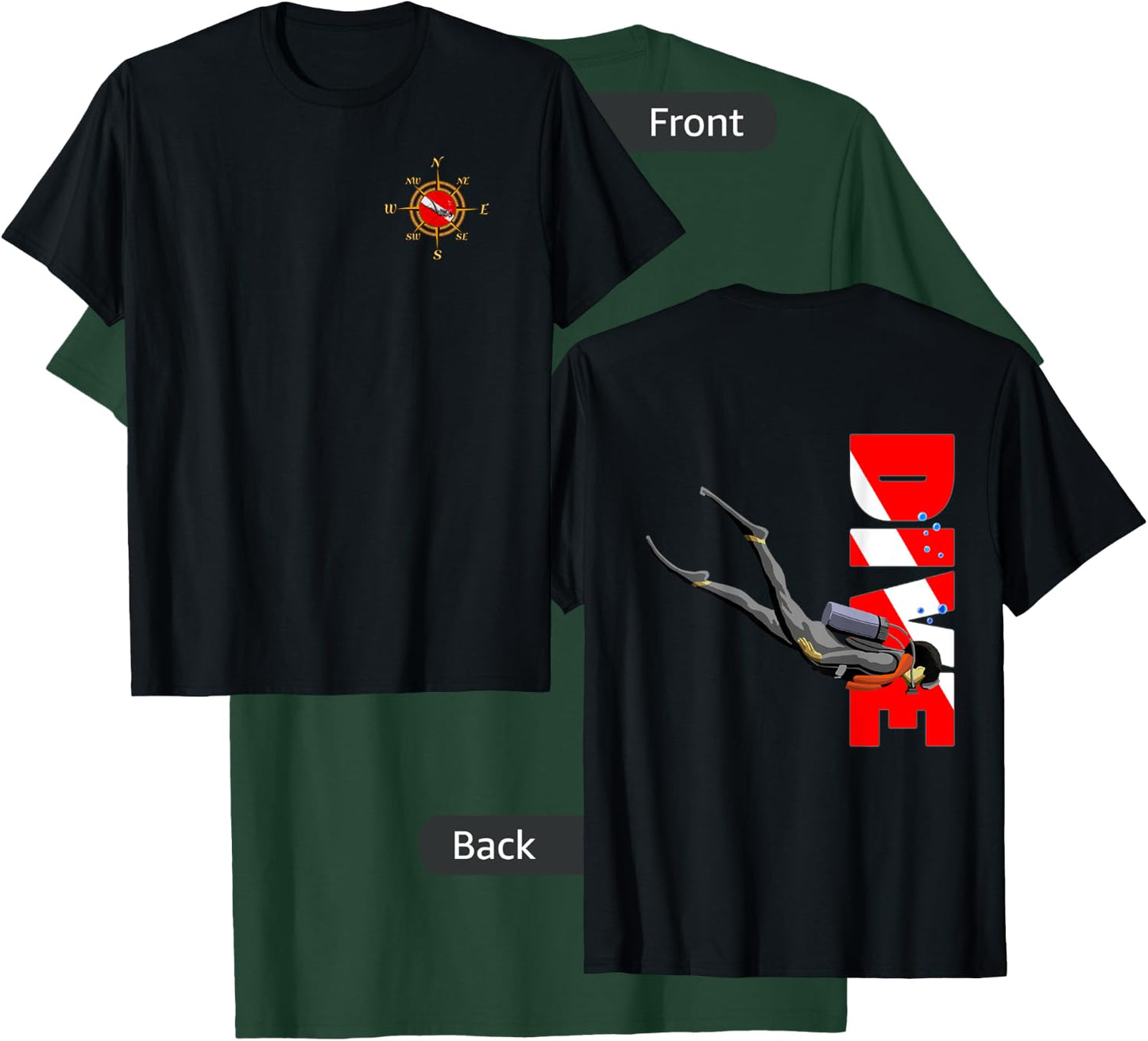 Scuba Diving Diver Down Flag (2-Sided) T-Shirt - T-Shirt | Forest