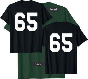Number 65 Sports Jersey Front and Back Team Player T-Shirt - T-Shirt | Forest