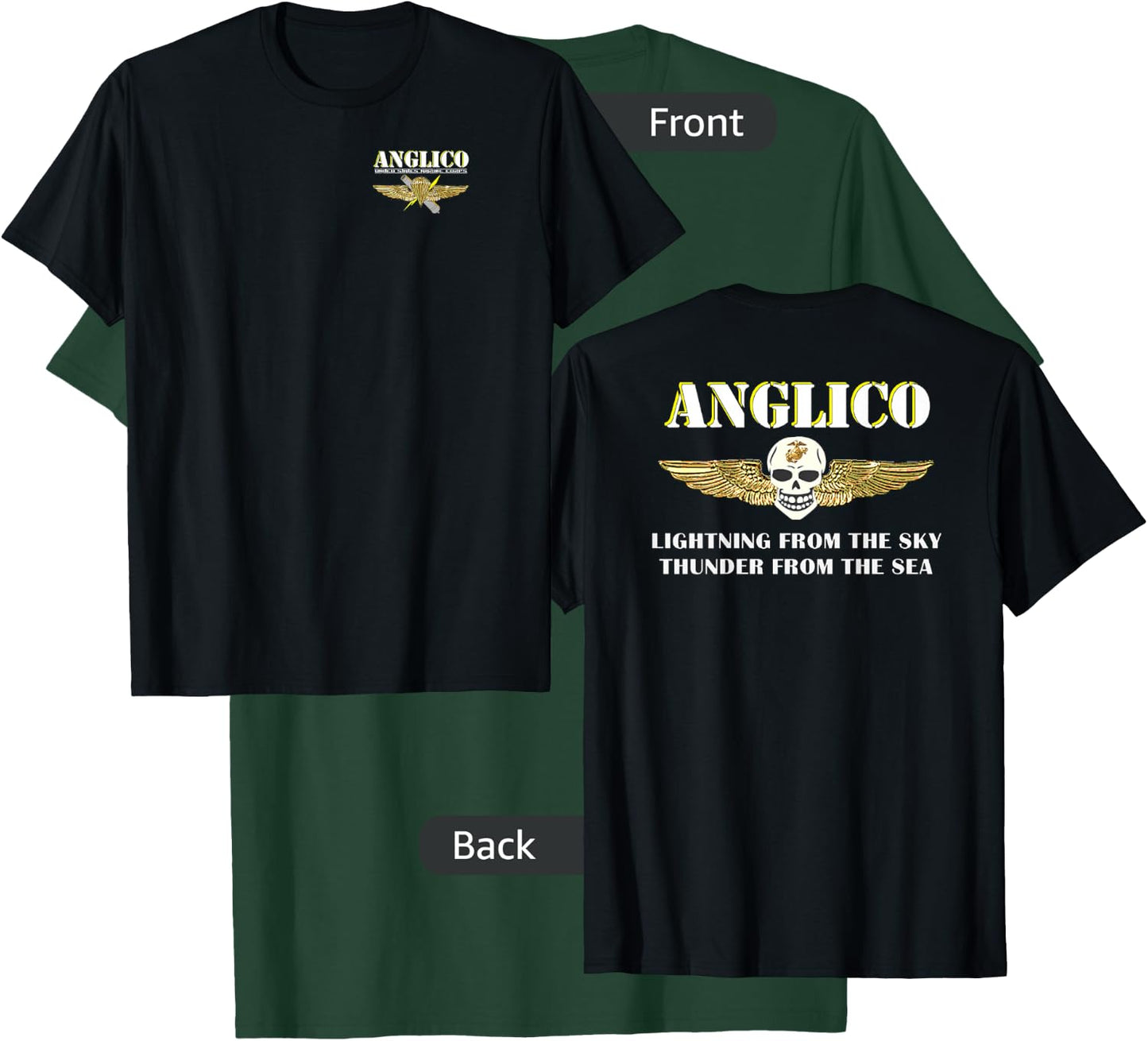 Out of Uniform ANGLICO Eagle Globe Anchor Veteran Adults Black T-Shirt - T-Shirt | Forest