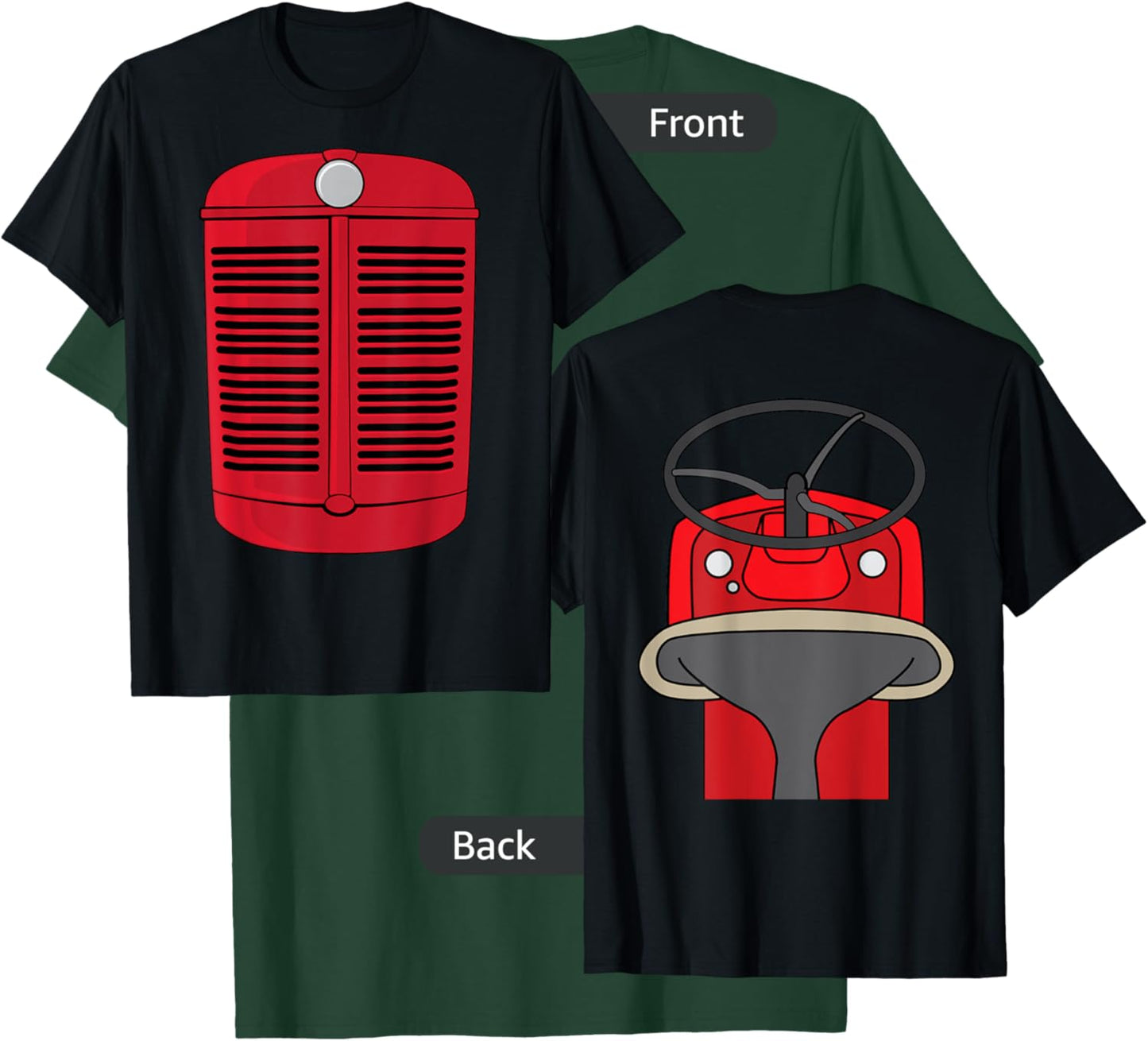Funny Tractor Costume Antique Easy Idea Front and Back T-Shirt - T-Shirt | Forest