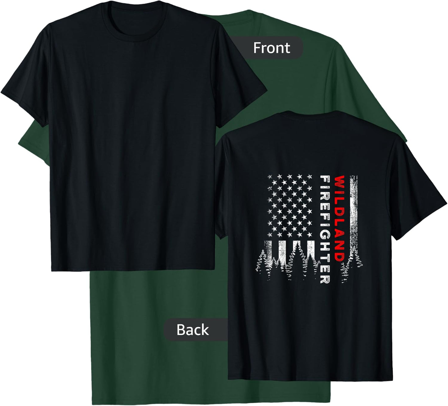 Wildland Firefighter Us Flag Firemen T-Shirt - T-Shirt | Forest