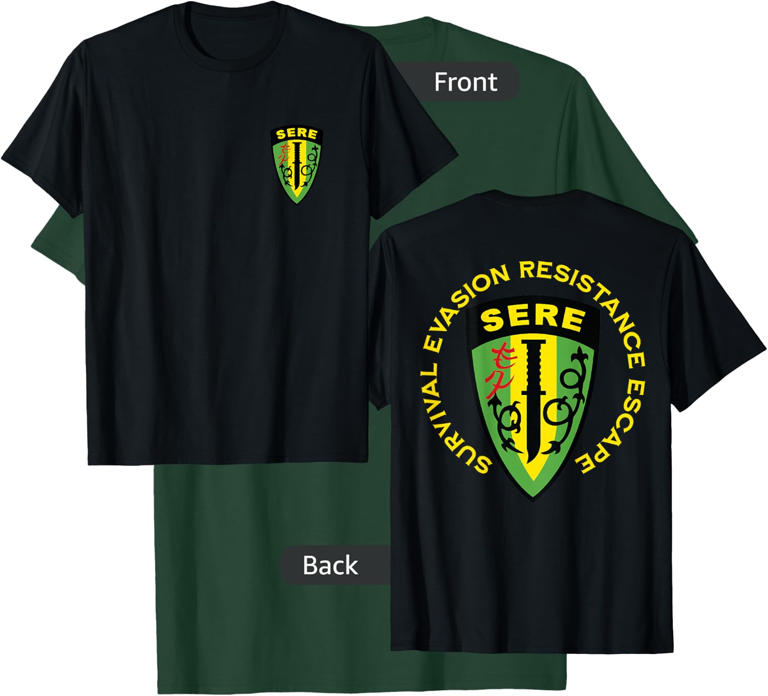 Jeff Hobrath -Adults Black SERE Survival Evasion Resistance Escape T-Shirt - T-Shirt | Forest