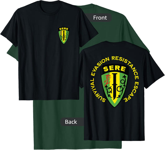 Jeff Hobrath -Adults Black SERE Survival Evasion Resistance Escape T-Shirt - T-Shirt | Forest
