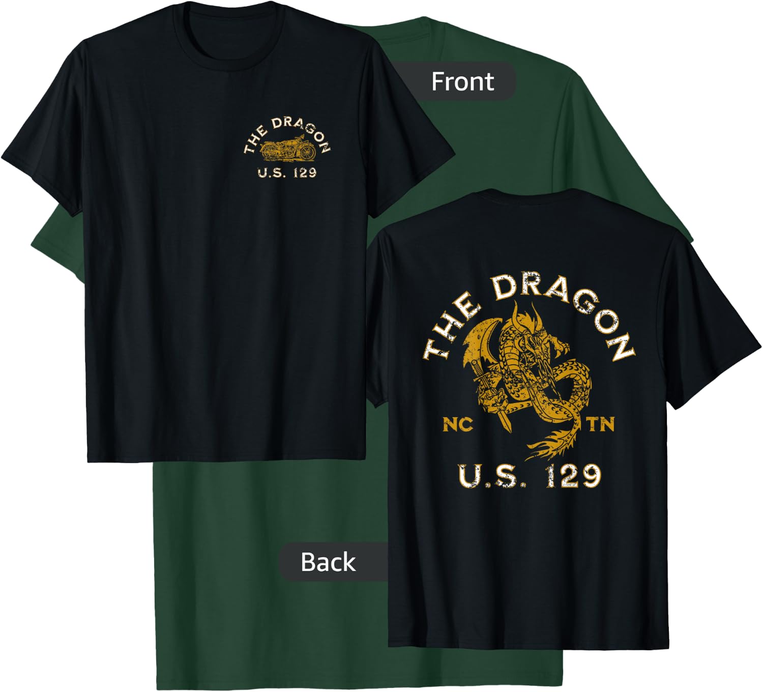 The Dragon US 129 Highway in NC and TN USA Distressed Design T-Shirt - T-Shirt | Forest