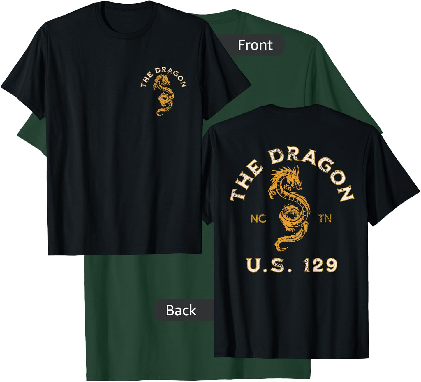 Biker Designs for the Motorcycle Rider Enthusiast -Adults Black Distressed Dragon Design Small T-Shirt - T-Shirt | Forest