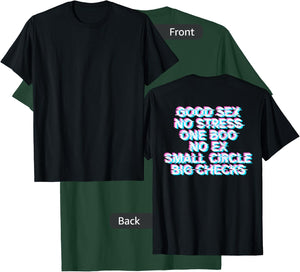 Good Sex No Stress One Boo No Ex (Back Print) Vaporwave T-Shirt - T-Shirt | Forest