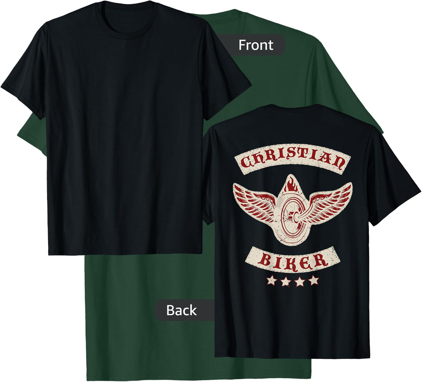 Christian Biker for Jesus | Motorcycle Gear (Design on back) T-Shirt - T-Shirt | Forest