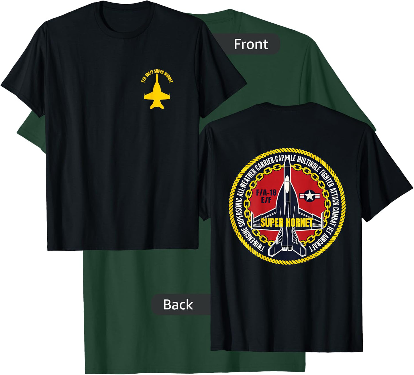 F/A-18 E/F Fighter Attack Military Jet Aircraft Design T-Shirt - T-Shirt | Forest