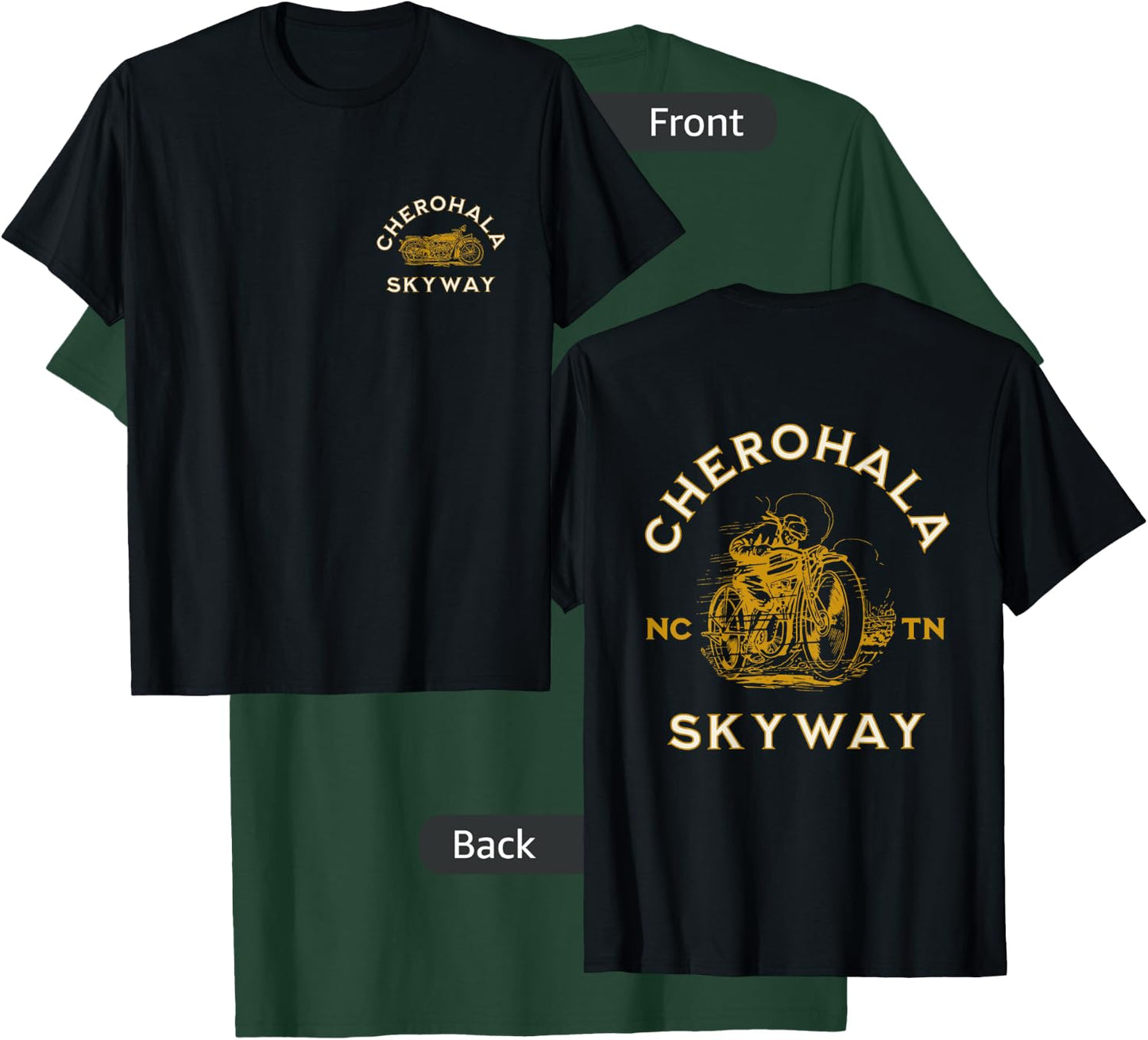 Cherohala Skyway in NC and TN USA Motorcycle Design T-Shirt - T-Shirt | Forest