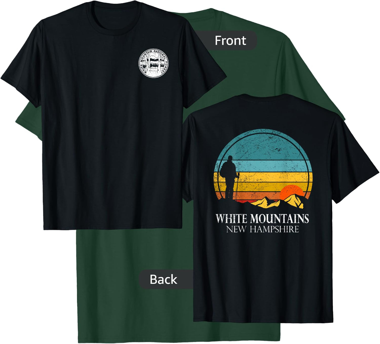 White Mountain National Forest Hiker Sunset Fade Double Side T-Shirt - T-Shirt | Forest