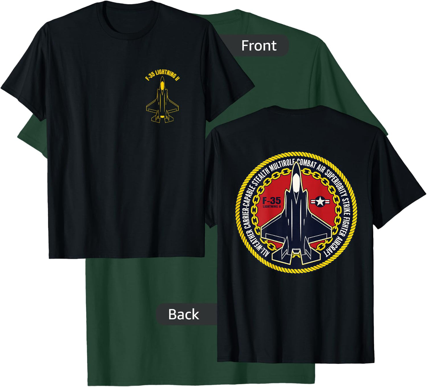 F 35 Military Fighter Jet Aircraft Design T-Shirt - T-Shirt | Forest
