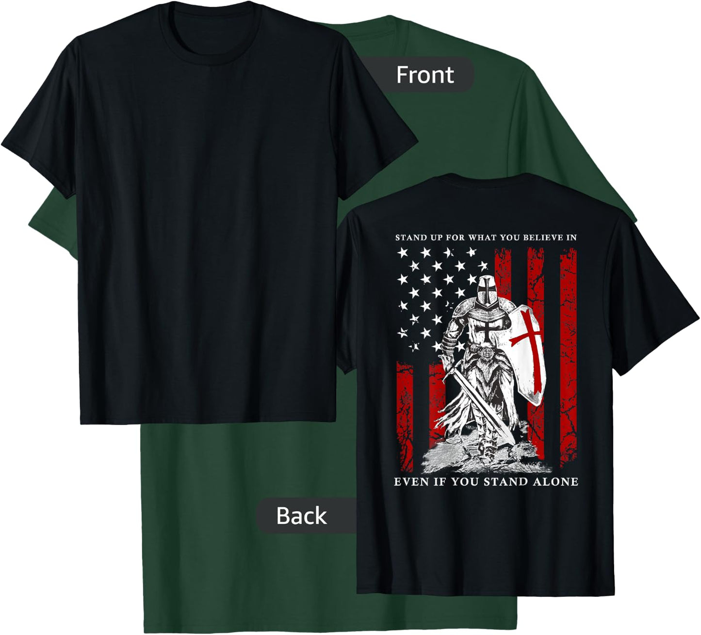Knight Templar American Flag T-Shirt - T-Shirt | Forest